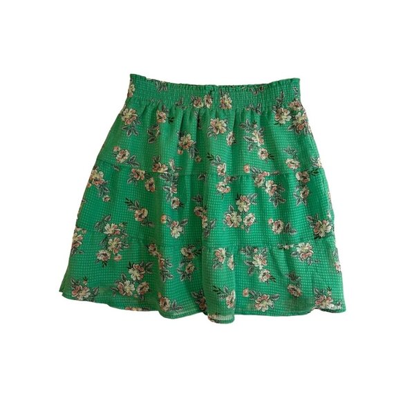 LOFT Green Floral Flowy Knee Length Skirt Size Small - Picture 1 of 6